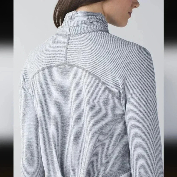 Lululemon Warm Your Core Long Sleeve TeeTonka Stripe Heathered Slate White - Picture 4 of 10